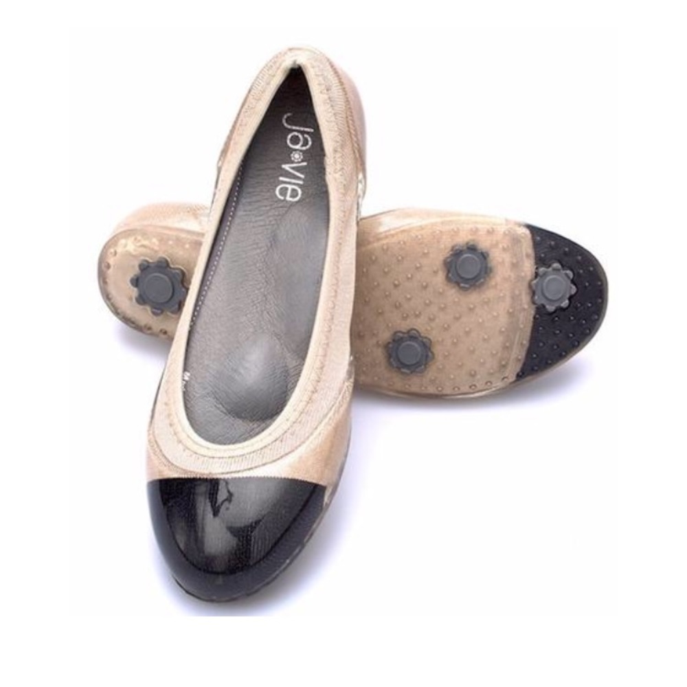 Ja Vie Rubber Flats Nude/Black Cap Size 36